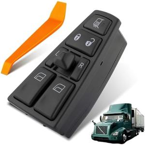 Dacall Power Window Switch Fits for Volvo VAH (2011-2015), VHD (2004-2015), VNL (2004-2017), VT (2004-2014), Left Driver Side Control Door & Windows, Replaces 20455317, 20452017, 21354601, 21277587