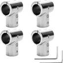 4PCS Stainless Steel Boat Rail Fittings, 1 Inch/25.4mm Marine Hand Rail Hardware with 90 Degree T Tee Shape, Polished Tube Pipe Connector Split Grade Handrail Replace for Heavy Duty Boat, Yacht Deck