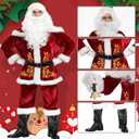 JONRRYIN Santa Claus Costume for Men, 15Pcs Deluxe Santa Claus Outfit Adults Men Set Professional Christmas Clause Suit Adult (XXXL)