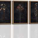 3Pcs Framed Moody Dried Flower Canvas Wall Art For Bedroom Dark Vintage Floral Framed Wall decor Rustic Aesthetic Botanical Art Prints for Living Room Bathroom,Bedroom Dining Room 16x24 in