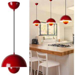 Modern Pendant Lights Kitchen Island-Flower Pot Ceiling Lamps for Living Room-Kitchen Island Lighting-Hardwired Chandelier for Bedroom Industrial Closed to Ceiling Lights Fixture-Red