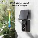 QIBOX Solar Charger Compatible with Ring Video Doorbell 4/3/3 Plus/Battery Doorbell Plus, Waterproof Continuously Solar Panel, Adjustable Panel