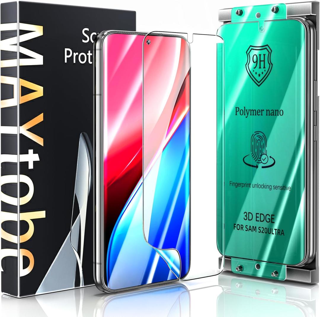 MAYtobe [2-Pack Screen Protector for Samsung Galaxy S20 Ultra Ceramic film with Installation Tray, Easy Installation, 3D Curved, Bubble Free, Anti-Scratch