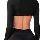 SweatyRocks Women's Ultrashort Cutout Workout Crop Top Exercise Long Sleeve Tee Shirt (Black, S)