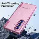FABSPARK Case for Samsung Galaxy Z Fold 7 Built-in Screen Protector,Hinge Protection,Sparkly Bling Glitter Crystal Clear Transparent Slim Fit Acrylic Hard PC for Samsung Z Fold 7 Case,Glitter Pink