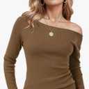 Arach&Cloz Women's Wool Blend Off The Shoulder Sweaters Ruched Slim Fit Date Top 2026, Medium