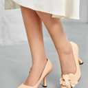 Coutgo Womens Stiletto High Heels Flower Dress Shoes Closed Pointed Toe Slip on Wedding Party Formal Pumps (Beige)