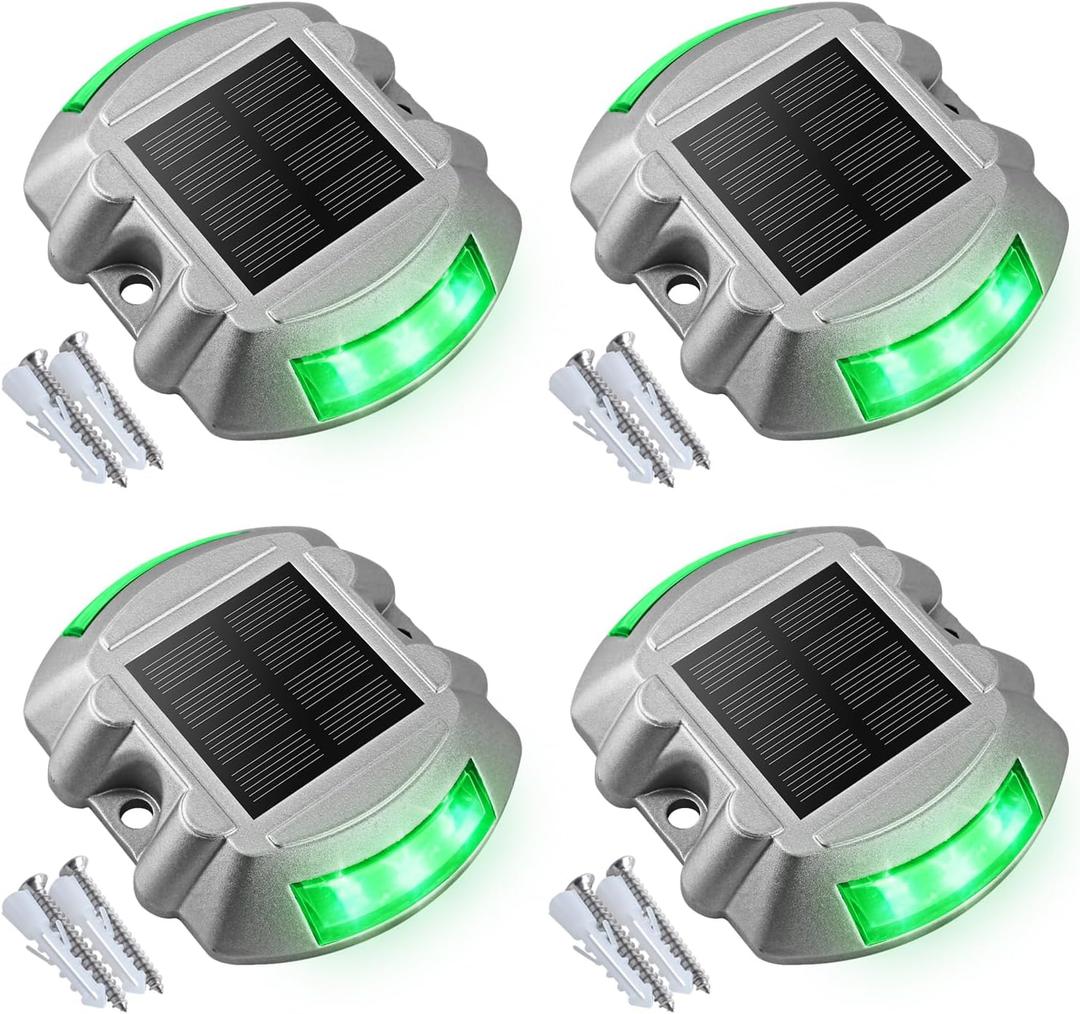 VOLISUN Solar Deck & Driveway Lights, 6-Pack Led IP67 Waterproof Outdoor Warning Step Lights for Garden Pathway Yard (White)