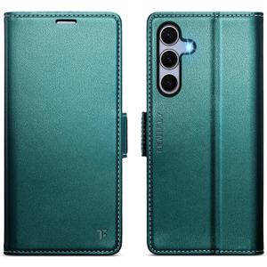 for Samsung Galaxy S25 Case Wallet with RFID Blocking Card Holder, PU Leather Kickstand Protective Flip Phone Cover Fit for Galaxy S25 6.2", Bluish Green
