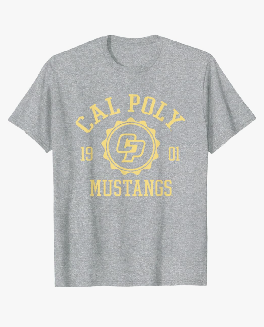 Cal Poly Mustangs Stamp Logo Officially Licensed Unisex-Adults & Kids T-Shirt, Gray,4 PCS, Small
