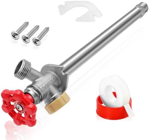 Boltigen 12inch Anti-Siphon Frost Free Sillcock Valve, No Lead Brass Freeze Proof Outdoor Water Faucet, 1/2" NPT X 3/4'' GHT Hose Bib Frost Free Outside Spigot