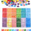 432 pcs Glass Mosaic Tiles, 12 Colors 10mm Mosaic Glass Pieces with Storage Box, Transparent Mosaic Tiles for Crafts Bulk, Mosaic Supplies for Home Decoration, Art Crafts