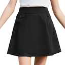 GORLYA Girls Modest Simple Casual Vintage Elastic Waist A-Line Short Skirt for 6-14Y Kids (Black)