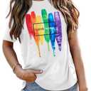 Funny Pride Shirt Women Love Wins LGBT Equality Letter Print Tee White (White, S)