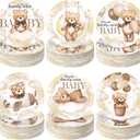 Funnymoom 60 Pcs Bear Baby Shower Decorations 7 Inch Brown Bear Paper Plates We Can Wait Party Supplies Gender Reveal Plates for Brown Baby Shower Birthday Party