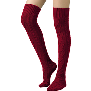 SherryDC Women's Cable Knit Thigh High Boot Socks Extra Long Winter Stockings Leg Warmers One Size