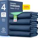IMPROVIA Washable Underpads, Heavy Absorbency Reusable Incontinence Pads for Kids, Adults, Elderly, and Pets, Waterproof Protection Floor (Navy and Green, 34"x36" (Pack of 4))