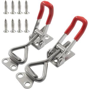 2 Pack Toggle Latch Clamp 4001, Adjustable 304 Stainless Steel Latches Quick Release Hand Tool, Heavy Duty Toggle Hasp for Case Trunk, Door with 8pcs Screw
