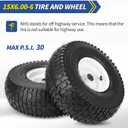 GICOOL 15x6.00-6 Rubber Lawn Mower Tire and Wheel, 2 Pcs Replacement 15x6-6nhs Riding Mowers Lawn Tire and Wheel with Bearing Bore 3/4", 3" Centered Hub