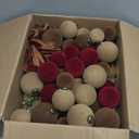 97 Pcs Velvet Ornaments for Christmas Tree Decorrations Include 60 Flocked Ball Ornaments 18 Velvet Ribbon Bows 18 Glitter Berry Picks 1 Top Star for Xmas Holiday Tree Decor