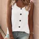Verdusa Women's Button Down Tank Tops Casual Summer Tops Streetwear (White, M)