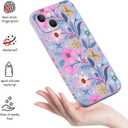 for iPhone 13 Case Fashion Flower Pattern Slim Liquid Silicone Dropproof for iPhone 13 Phone Cover 6.1 inch-Flower Purple