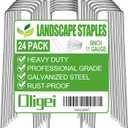 24 Pack Garden Stakes, U-Shaped Tent Stakes, Galvanized Landscape Staples, Ground Stakes, for Landscaping Securing Weed Barrier Fabric, Irrigation Tubing, Holding Fence, Tarpaulin