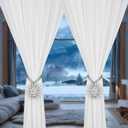 SUQ I OME 2 Pack of Crystal Curtain Magnetic Tieback Flower Curtain Clips Buckle with Stretchy Wire Rope Curtain Holdbacks for Home Office Decoration