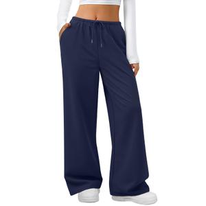 Sweatpants Women Baggy Wide Leg Lounge Casual Pajama Sweat Pants, Size S