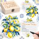 50 Pcs Lemon Advice & Wishes Cards for the Mr & Mrs Amalfi Coast Party Decorations Lemon Bridal Shower Party Favors with Wooden Keepsake Box for Wedding Amalfi Coast Mediterranean