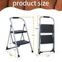Step Stool for Adults,2 Step Ladder Folding 330lbs Anti Slip Step Stool,Foldable Ergonomic 2 Steel Stool with Wide Pedal for Home, Kitchen, Office (Sliver)