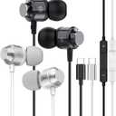 (2Pack) USB C Wired Headphones for iPhone 17 16 15 Pro Max, Earphones Type C Earbuds with USB-C Connector, USBC Ear Buds with Mic Volume Control HiFi Stereo Noise Cancelling for iPhone 15 16 Plus 16e