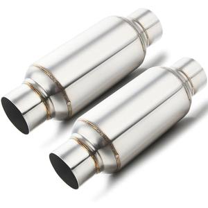 LCGP 2.5'' Inlet & Outlet Universal Muffler, 11.5'' Overall Length Stainless Steel Resonator 2 Pack