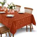 SiinvdaBZX Damask Rectangle Tablecloth, Luxury Jacquard Design Rust/Burnt Orange Table Cloth 60" x 102", Wrinkle Free Satin Polyester Table Cover for Dinner Party Banquet Holiday