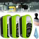 3PCS Car Window Oil Film Cleaning Brush, 2026 Upgrade 2.0 Clear View Glass Cleaner, Auto Glass Oil Film Remover, Anti-Rain & Anti-Fog Protection for Safe Driving, Complete Kit with Brush & Towel00