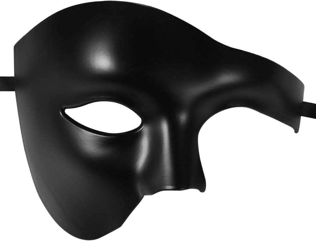 OIDEA Masquerade Mask for Men: Phantom Of The Opera Mask Plastic Costume Party Prom Ball Mardi Gras Venetian Half Face Mask (Matt Black)