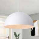 White Dome Pendant Light, 17.7 inch Large Dome Chandelier Modern Farmhouse Pendant Light for Kitchen Island Dining Room Bedroom Hallway Foyer