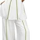 Cicy Bell Womens Summer Lounge Sets V Neck Sleeveless Tunic Tops Pajamas Sets Comfy Loungwear Wide Leg Pants 2 Piece Outfits (X-Large, White)