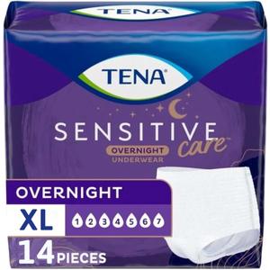 TENA Sensitive Care Overnight Incontinence Underwear for Women, Adult diapers, X-Large (Waist Sizes 39in52in), Better Fit, 14 Count