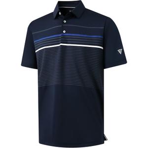 M MAELREG Golf Shirts for Men Short Sleeve Regular Fit Moisture Wicking Performance Casual Striped Print Mens Polo Shirts (M)
