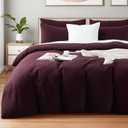 NEXHOME PRO Oversized King Duvet Cover Set  100% Certified Organic Cotton with Washed Feel & Linen-Like Texture, Comfortable & Breathable, Home Bedding Set Burgundy (No Comforter) 12098N