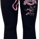 SHENHE Women's Y2k Flare Pants Grunge Drawstring Goth Punk Bell Bottom Yoga Pants (Black, XS)