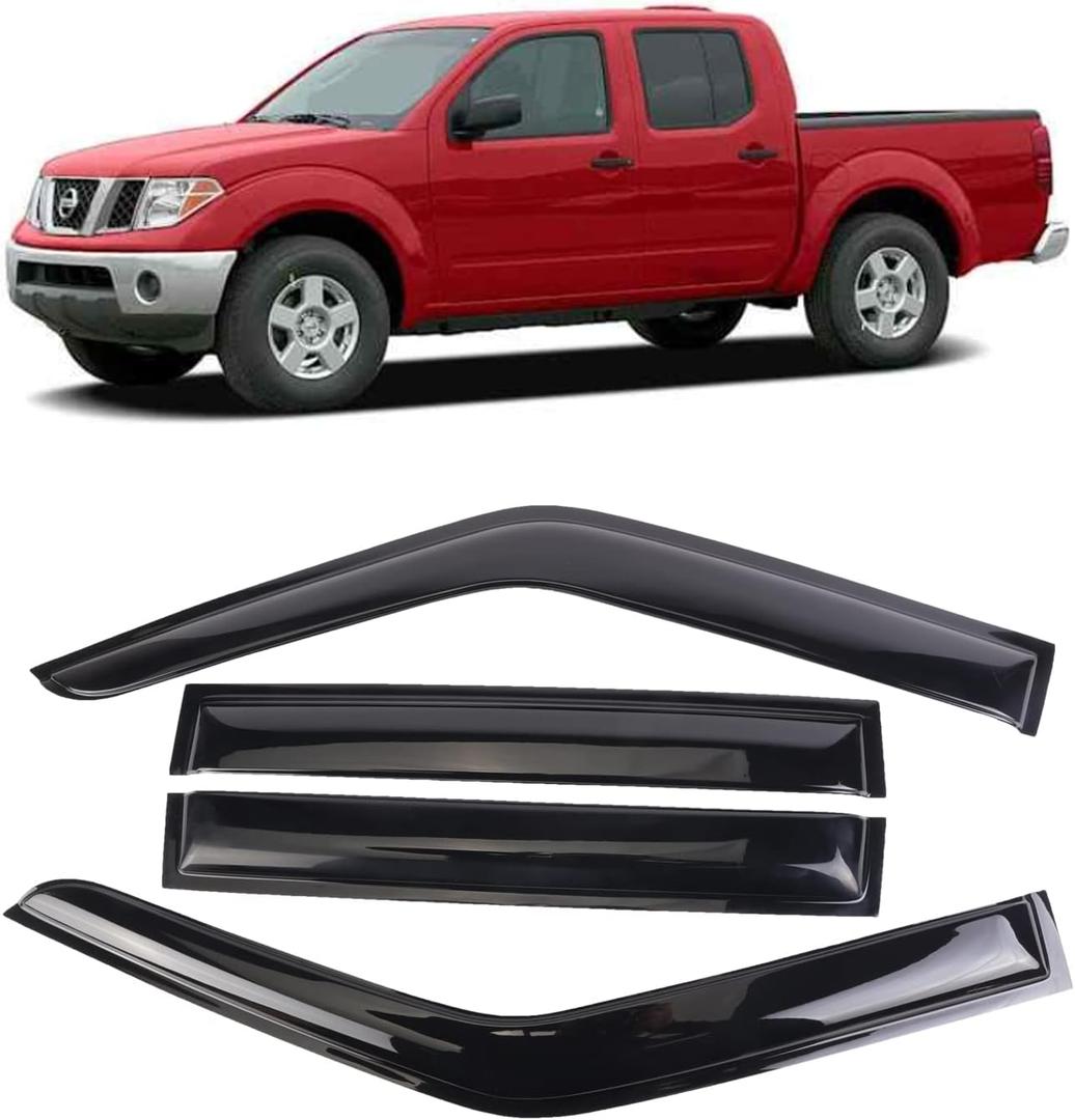 Window Visor Tape-On Deflectors for Trucks 2000-2004 Nissan Frontier Super/Crew Cab, Rain Guards, Window Visors for Cars, Vent Deflector, Window Deflectors 4 pcs 94627