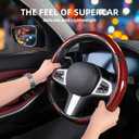 Carbon Fiber Steering Wheel Covers 3 Piece Clip on Steering Wheel Cover (Red)
