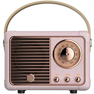 Dosmix Retro Bluetooth Speaker, Vintage Decor, Small Wireless Bluetooth Speaker, Cute Old Fashion Style for Kitchen Desk Bedroom Office Outdoor Accessories for Android/iOS Devices (Pink)