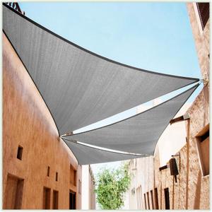 Colourtree 14' x 14' x 14' Grey Sun Shade Sail Triangle Canopy Fabric Cloth Screen CAPT14, Water Permeable & UV Block UPF50, Heavy Duty, Carport Patio Outdoor - (We Customize Size)