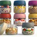 2 OZ Salad Dressing Jar 8 Pack, Airtight Leakproof Bulk Small Glass Sauce Jar with Lids, Reusable for Lunch Box, Bento, Travel & Meal Prep (2 OZ-8Pack)