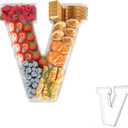 11" Acrylic Letter Charcuterie Tray, Charcuterie Letters Fillable Box for Food, Reusable Serving Cake Candy Dish Display Tray for Birthday Anniversary Party Decoration (Letter V)