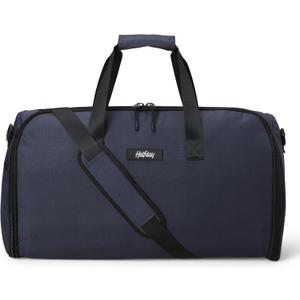 Halfday Convertible 2-in-1 Garment Duffel Weekender Bag 45L: Wrinkle-Free Travel (Hanging Suit Compartment, Shoe Pockets, Trolley Sleeve), Durable & Water-Resistant Carry-on, Marine