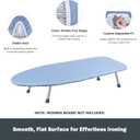 Small Ironing Board Cover and Pad 12.5x30, Silicone Coated Scorch Resistant Pure Cotton, Small Iron Board Cover with Padding, Tabletop Mini Ironing Board Cover and Pad, Drawstring Blue